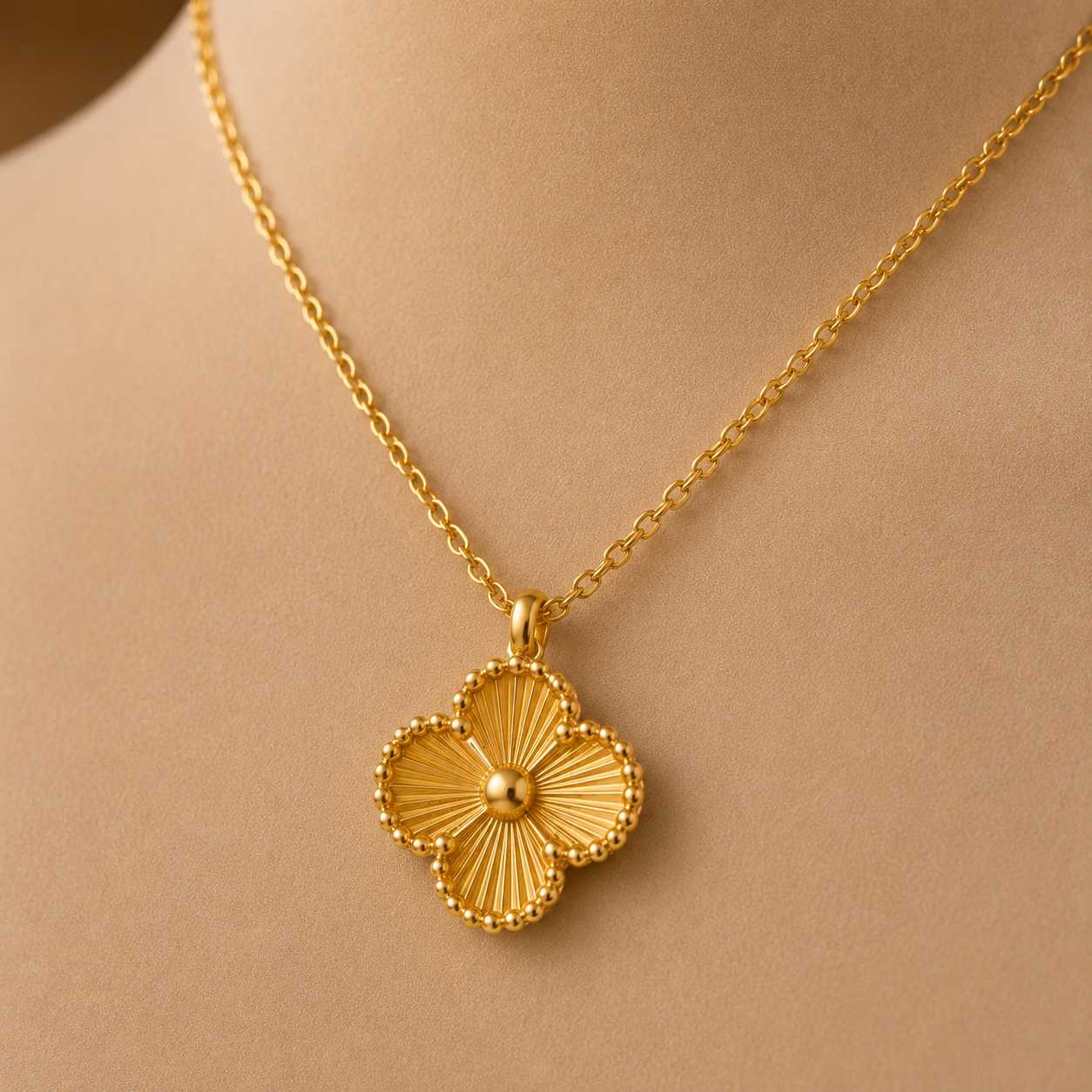 Fluer Set| 18K Gold Plated Stainless Steel Necklace, Bracelet & Earrings Set