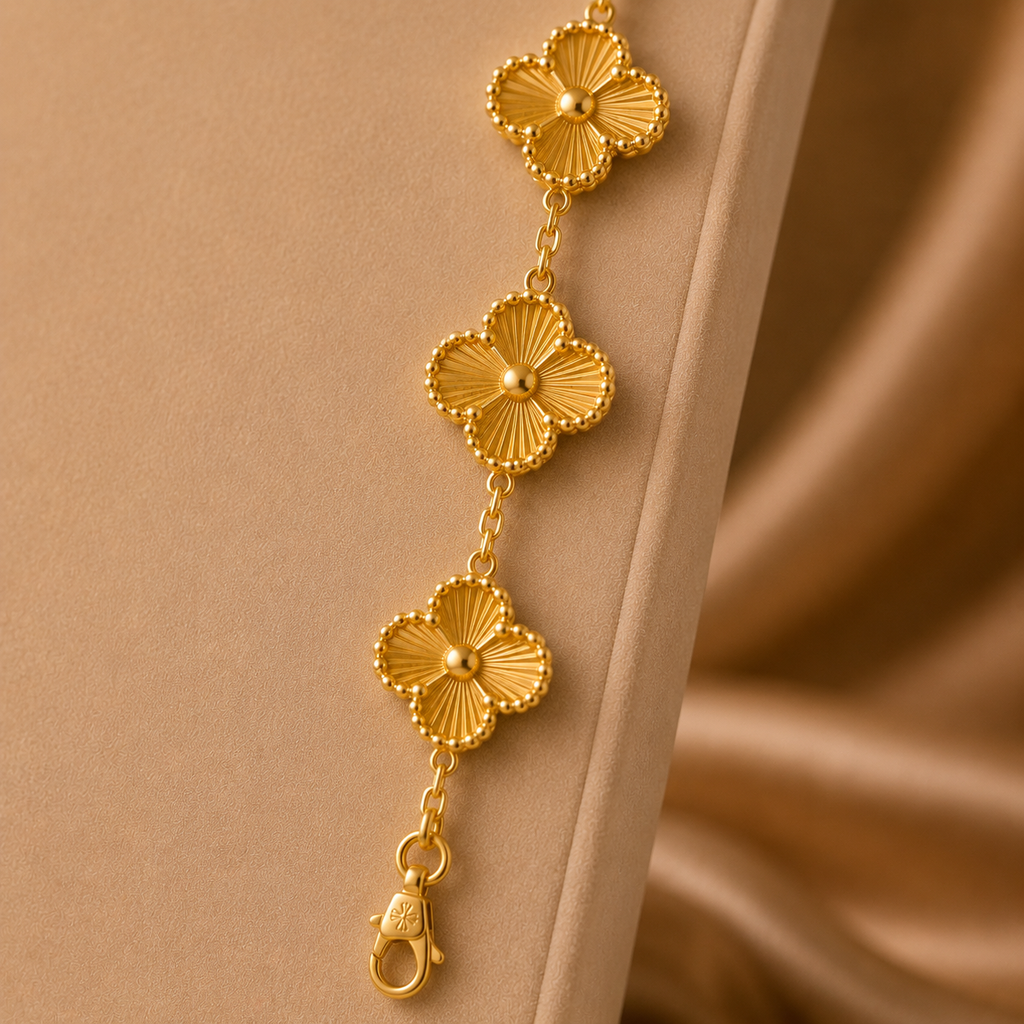 Fluer Set| 18K Gold Plated Stainless Steel Necklace, Bracelet & Earrings Set